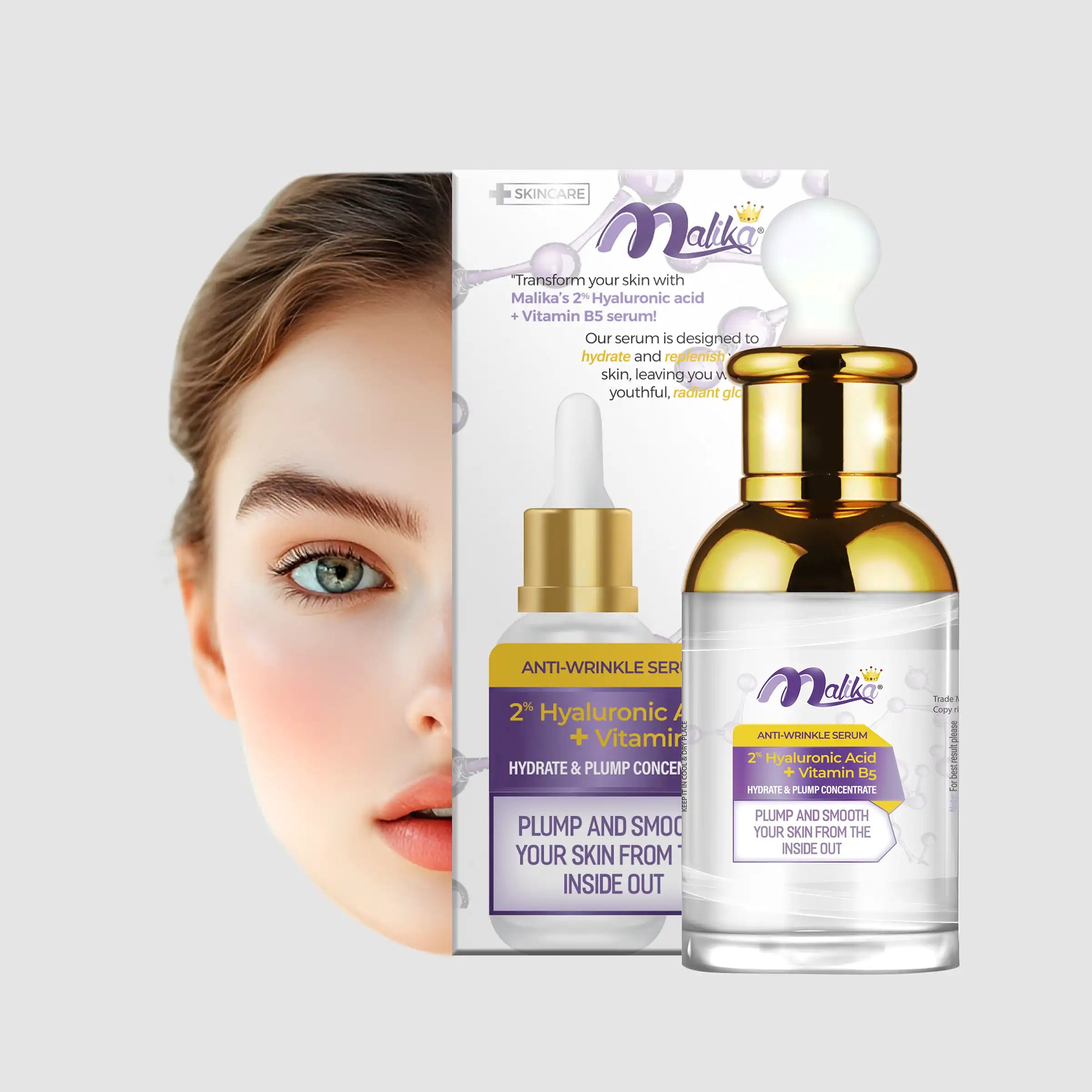 Malika Hyaluronic Acid Anti-Wrinkle Serum – Hydrating, Plumping & Anti-Aging